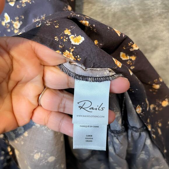 Rails Sal Midi Dress Romantic Floral Sz Large Cotton Blend Summer Casual - Picture 9 of 10